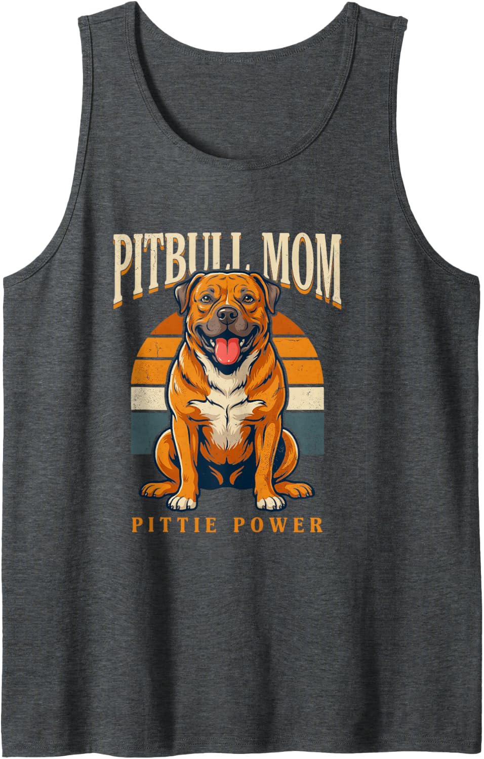 Pitbull Mom Pittie Power Sleeveless Tank Top - Dark Heather Grey