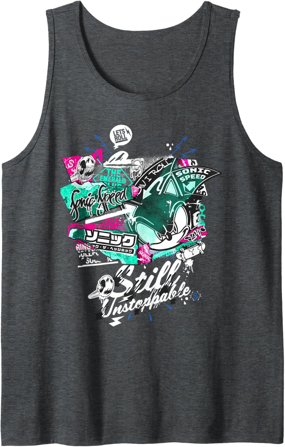 Sonic the Hedgehog Graffiti Still Unstoppable Tank Top - Dark Heather Grey