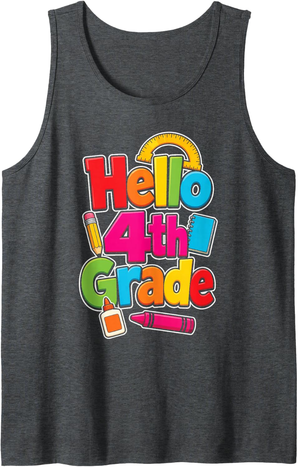 4th Grade Back to School First Day Kids Gift Sleeveless Tank Top - Dark Heather Grey