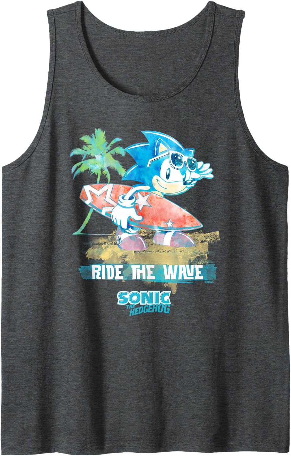 Sonic the Hedgehog - "Ride the Wave" Sonic Tank Top - Dark Heather Grey