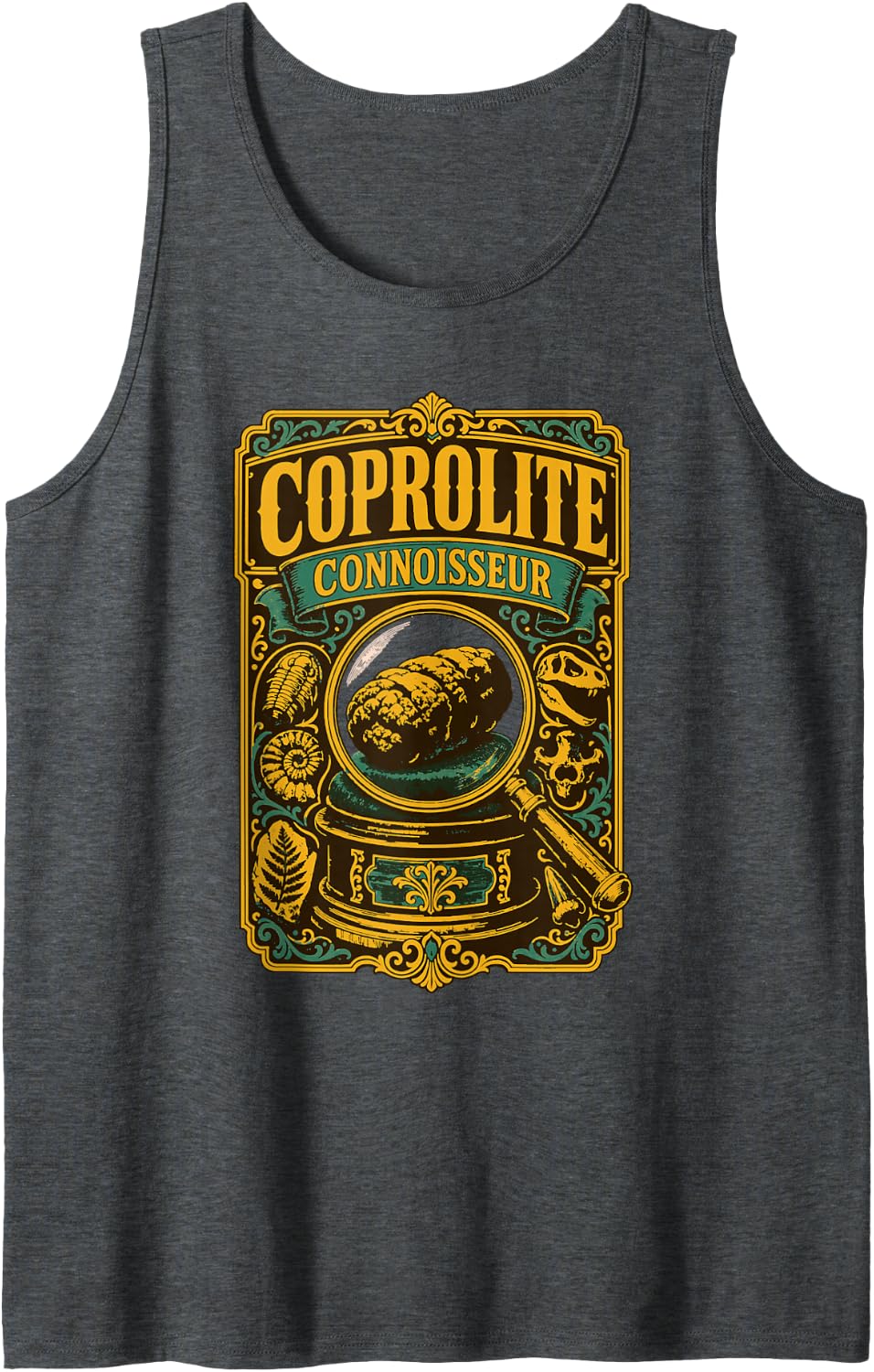 Coprolite Connoisseur Fossil Paleontologist Sleeveless Tank Top - Dark Heather Grey