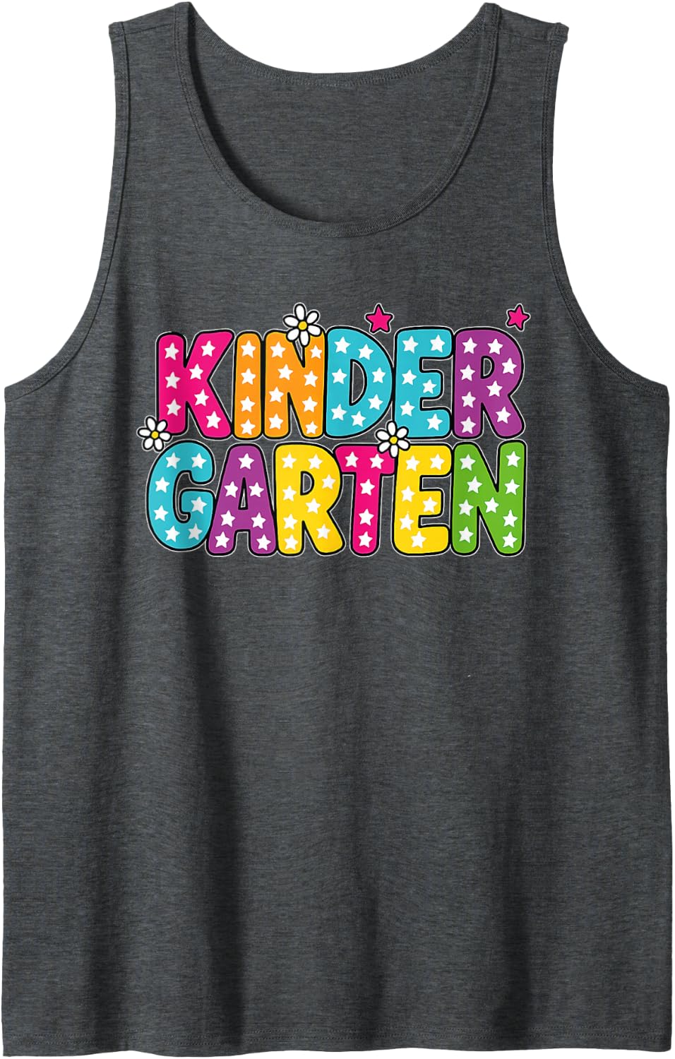 Hello Kindergarten Teacher First Day Back to School for Kids Sleeveless Tank Top - Dark Heather Grey