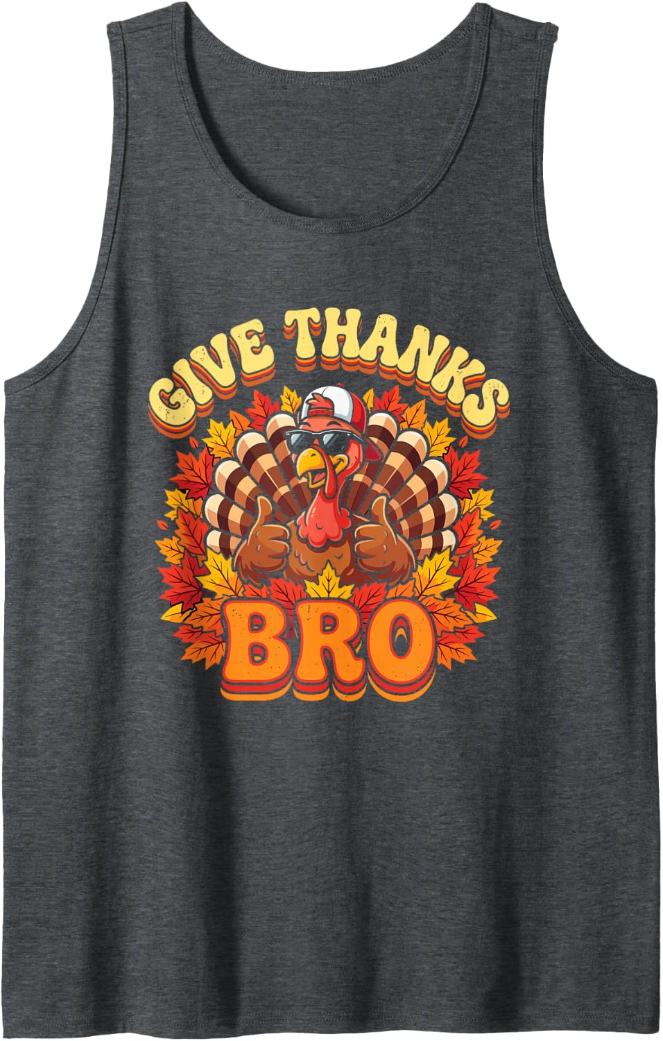 Thanksgiving Turkey Fall Gobble Dinner Party Sleeveless Tank Top - Dark Heather Grey