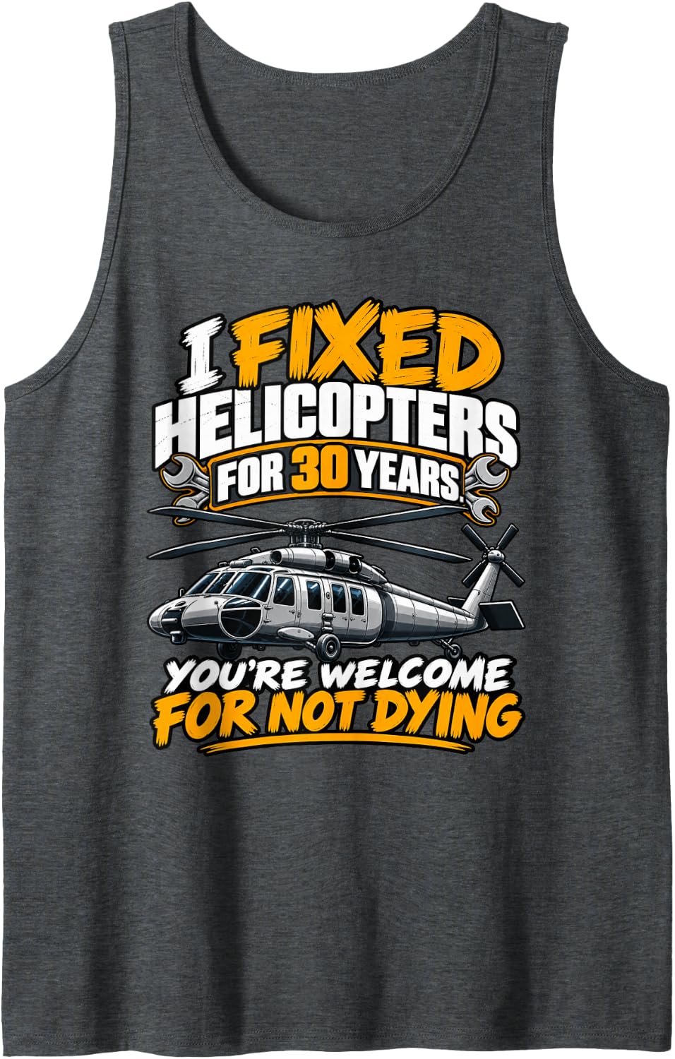 Retired Helicopter Technician Funny Rotorcraft Retiree Sleeveless Tank Top - Dark Heather Grey