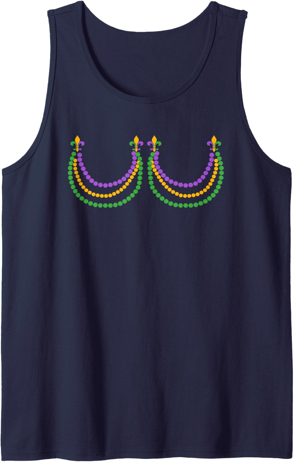 Beads Boobs Mardi Gras Humor Fleur-de-Lis Carnival Women Tank Top - Navy Blue
