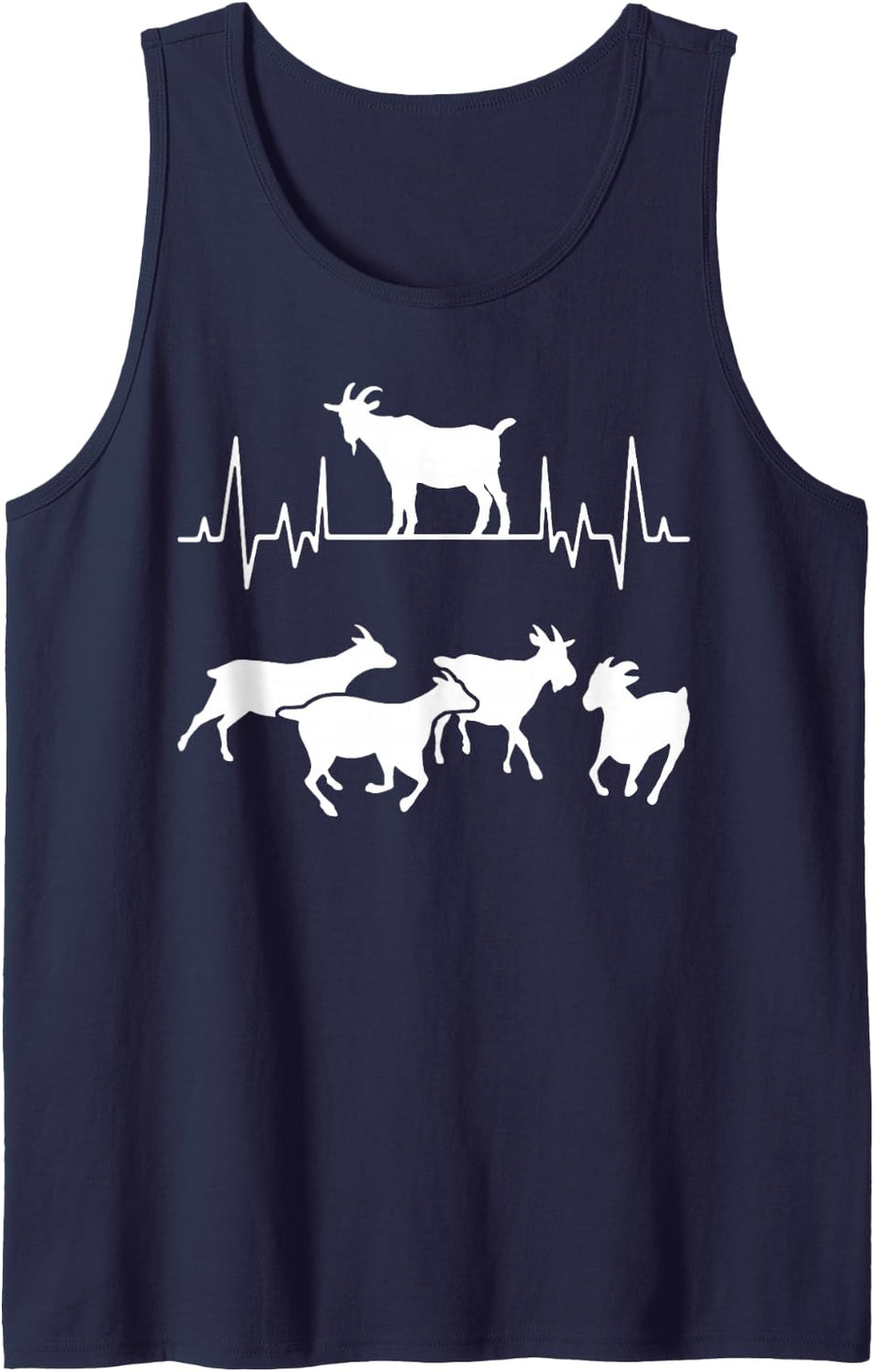 Goat Heartbeat Silhouette Goat Lover Passion Heartbeat Sleeveless Tank Top - Navy Blue