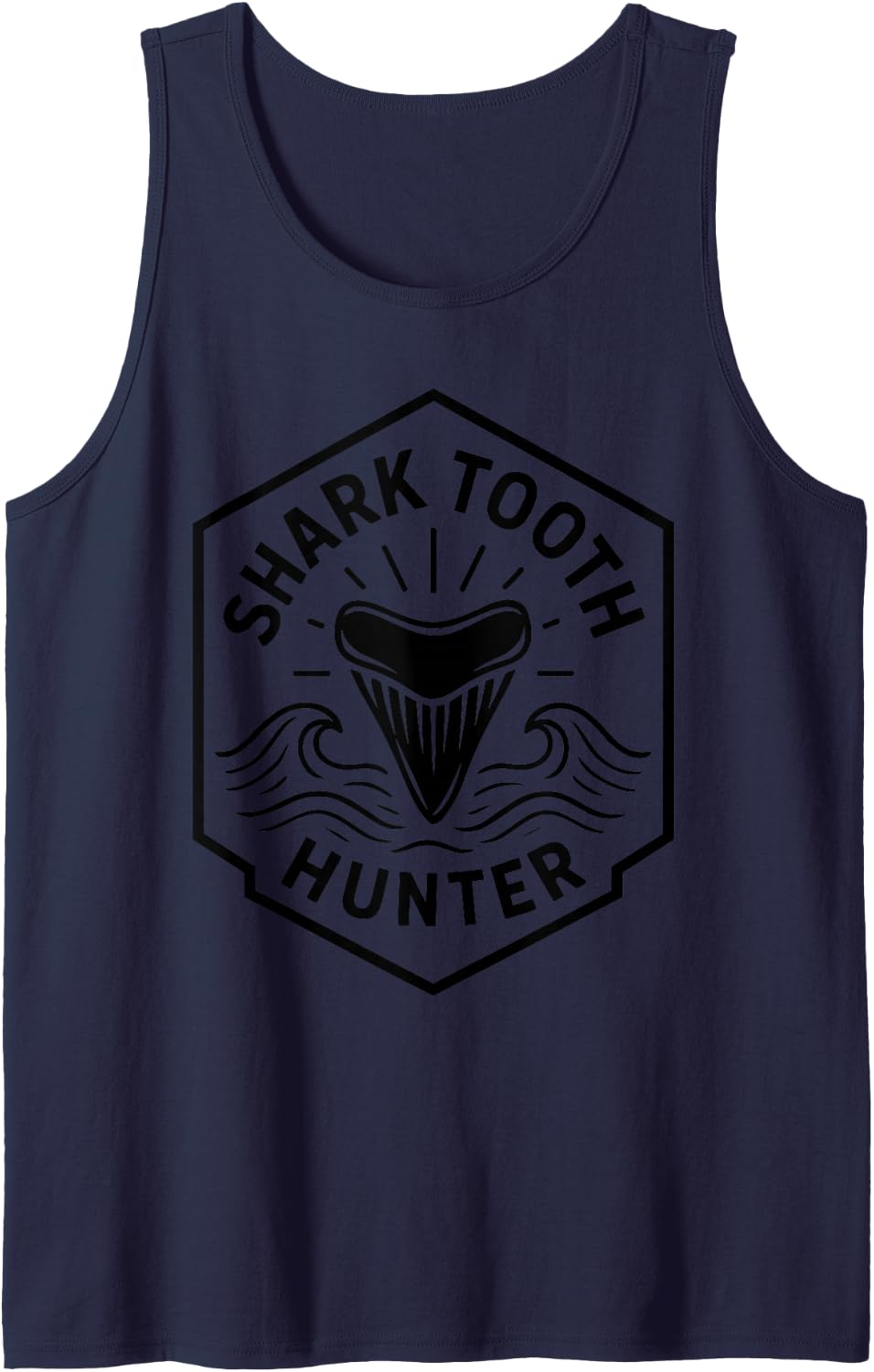 Shark Teeth Hunting Shark Teeth Hunter Shark Teeth Wave Tank Top - Navy Blue