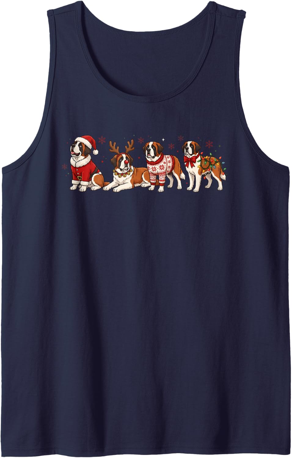 Funny Belgian Malinois Christmas Lights Sweater Dog Mom Sleeveless Tank Top - Navy Blue