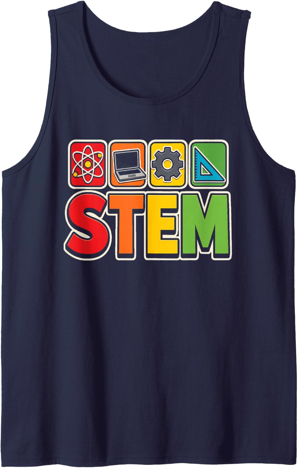 STEM Teacher Science Technology Engineering Math Gift Sleeveless Tank Top - Navy Blue