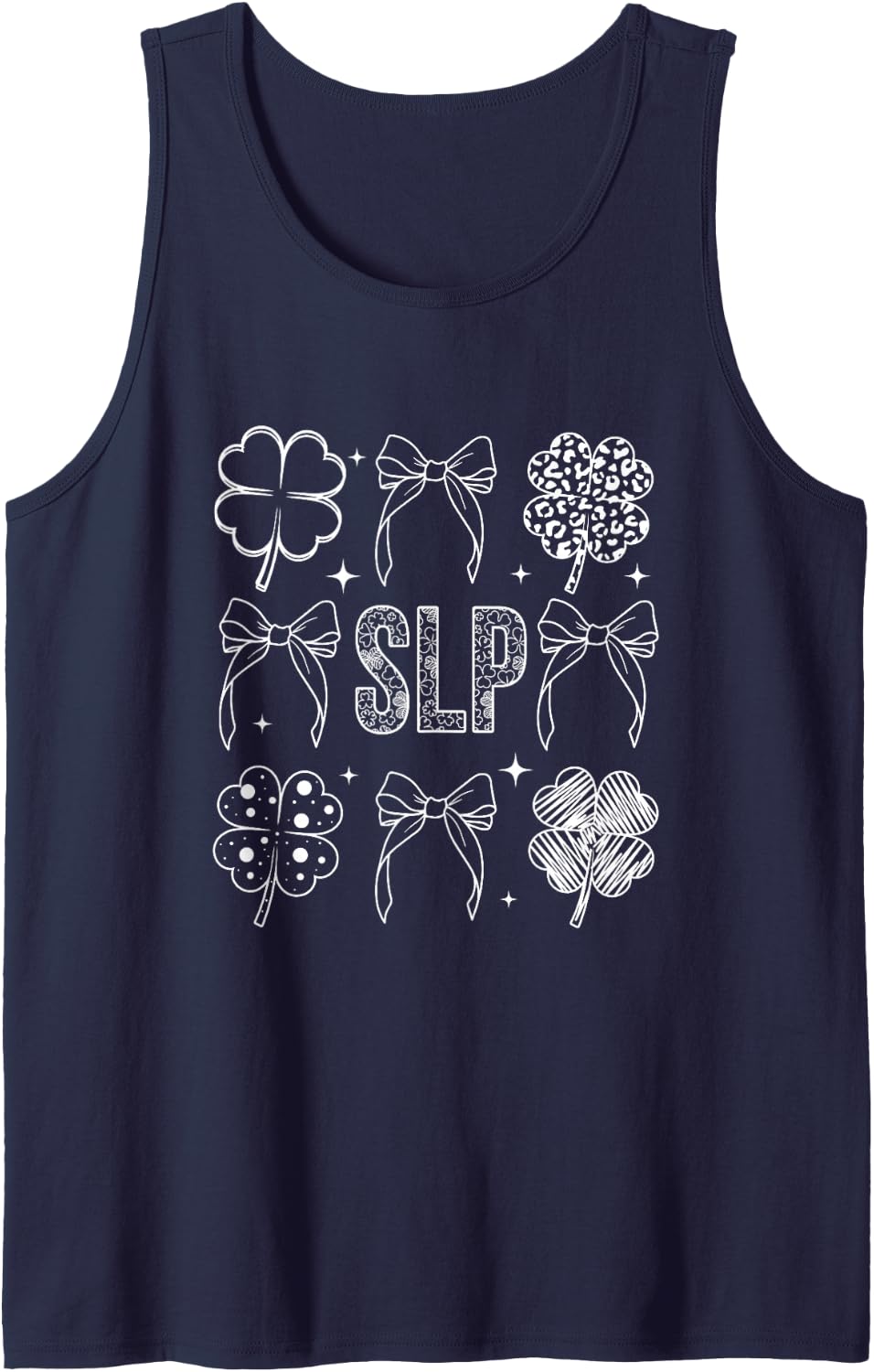 It’s A Lucky Day for Speech Therapy St Patricks SLP Sleeveless Tank Top - Navy Blue