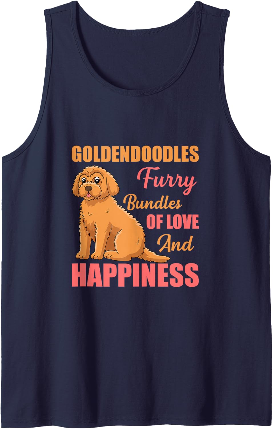 Furry Goldendoodle Dog Owner Goldendoodles Sleeveless Tank Top - Navy Blue
