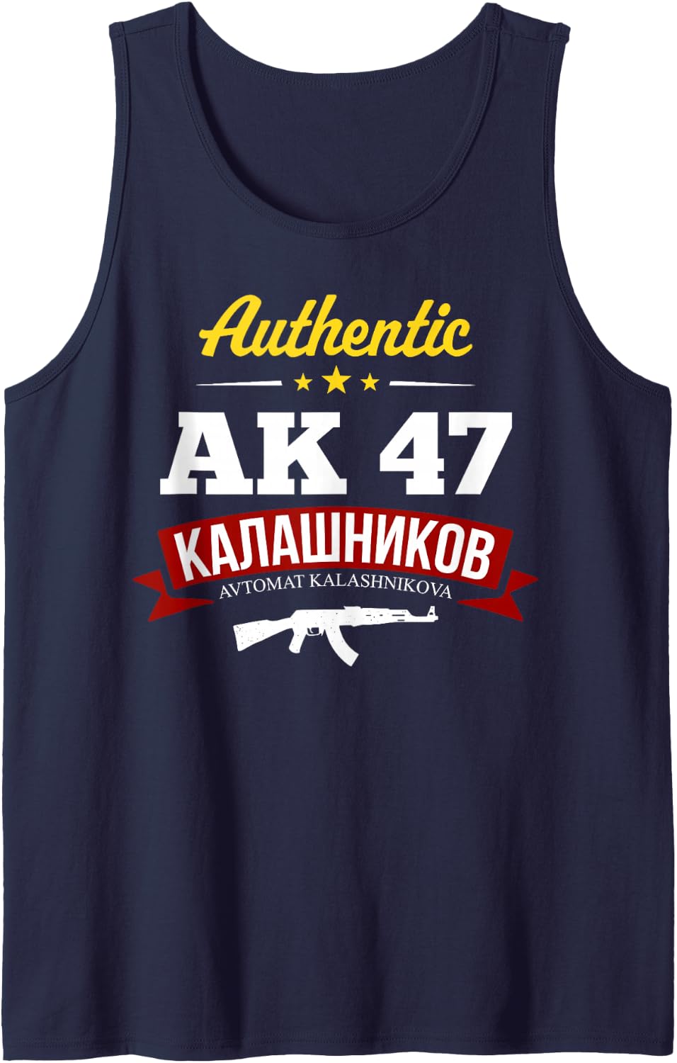 AK47 Kalashnikov 2nd Amendment Russian AK-47 Sleeveless Tank Top - Navy Blue