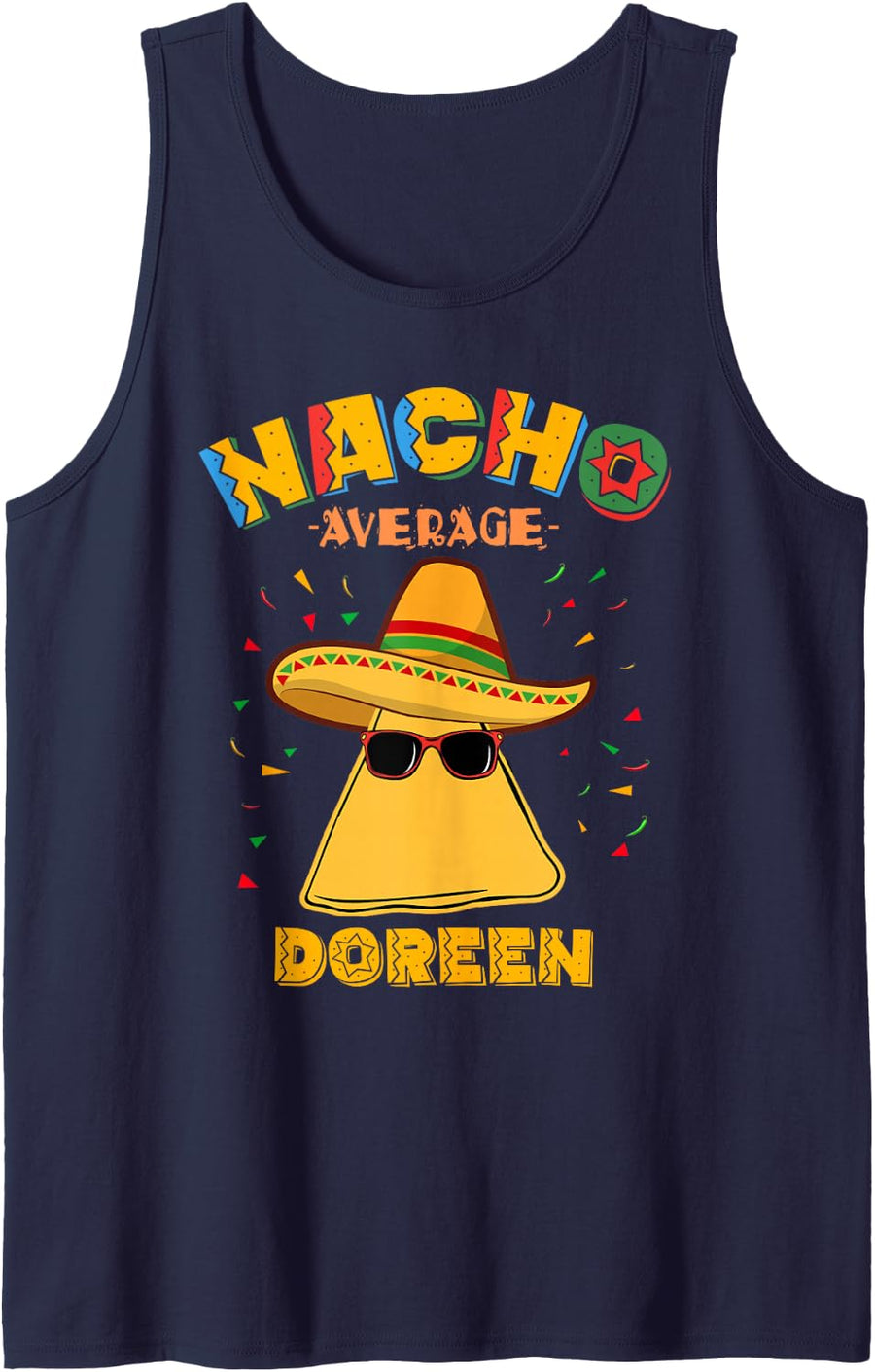 Nacho Average Doreen Personalized Name Cinco de Mayo Sleeveless Tank Top - Navy Blue