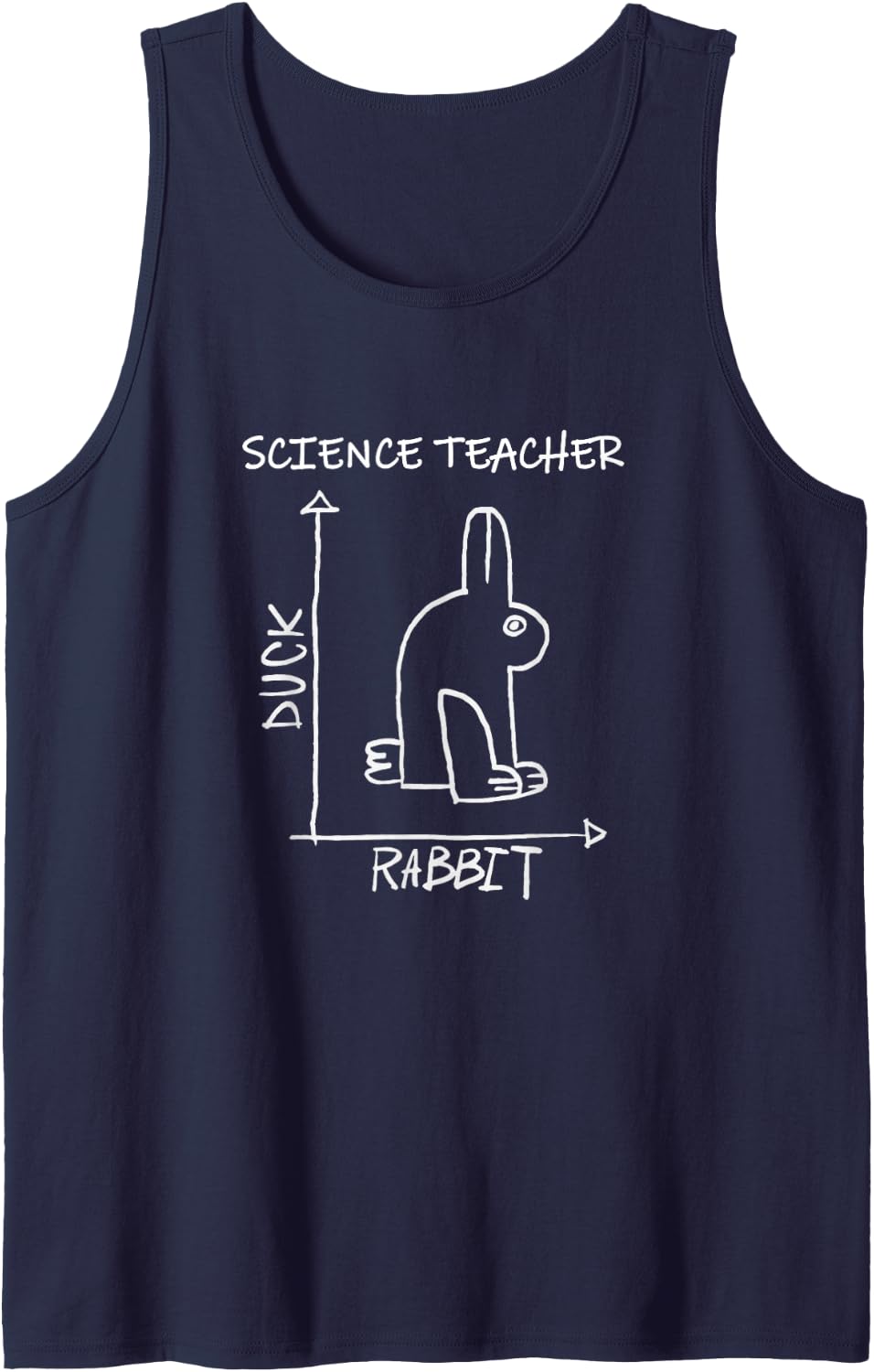 Funny Science Teacher Duck Rabbit Illusion Graph Sleeveless Tank Top - Navy Blue