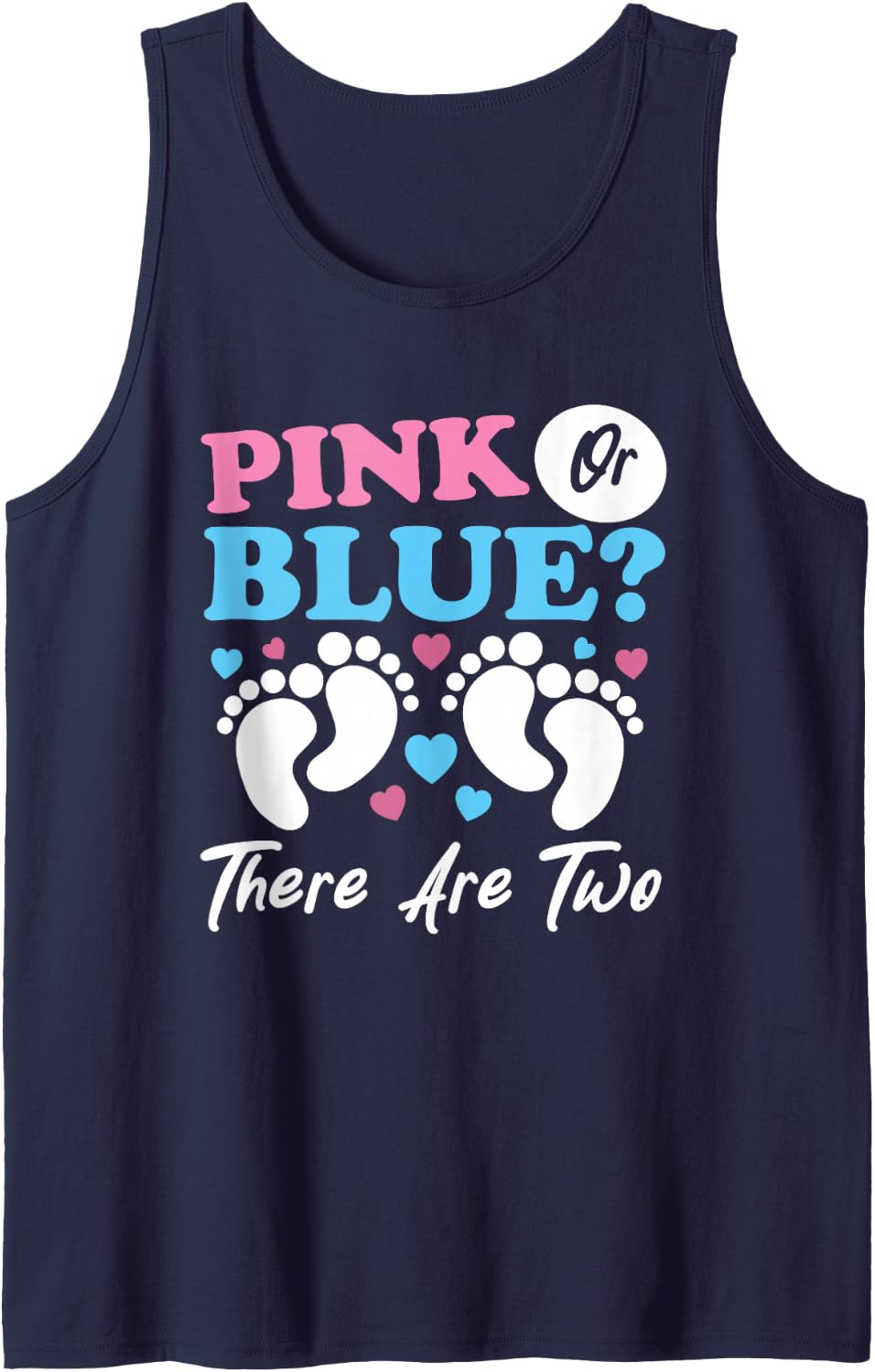 Twin Gender Reveal Pink Or Blue There are Two Sleeveless Tank Top - Navy Blue