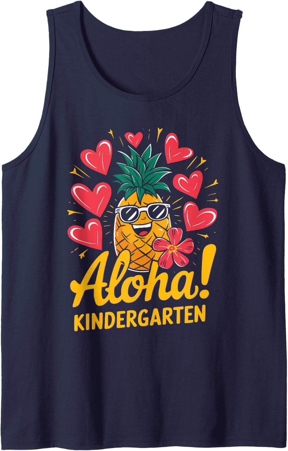 Aloha Kindergarten Pineapple Teacher Sleeveless Tank Top - Navy Blue