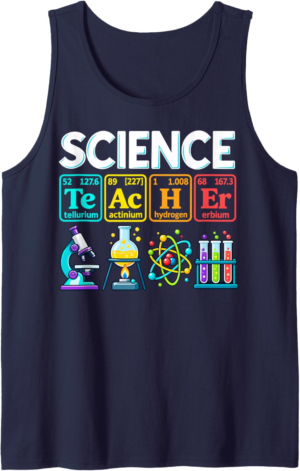 Science Teacher Periodic Table Elements Chemistry Lab Sleeveless Tank Top - Navy Blue