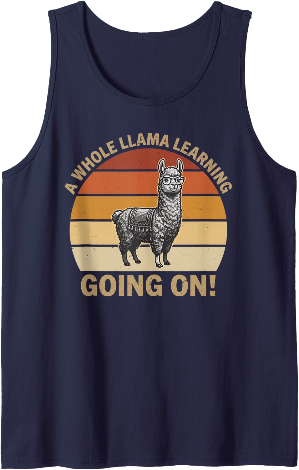 A Whole Llama Learning Teachers Students Alpaca Lovers Pun Sleeveless Tank Top - Navy Blue