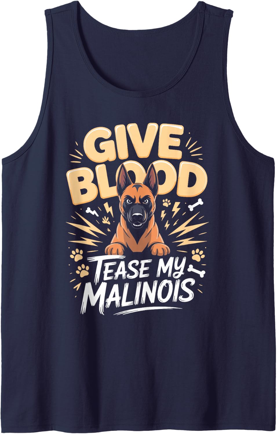 Give Blood Tease My Malinois Sleeveless Tank Top - Navy Blue
