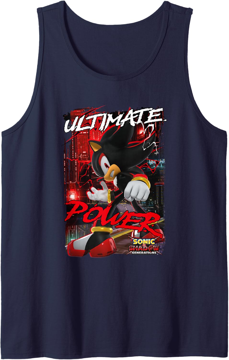 Sonic the Hedgehog Sonic X Shadow Generations Ultimate Power Tank Top - Navy Blue
