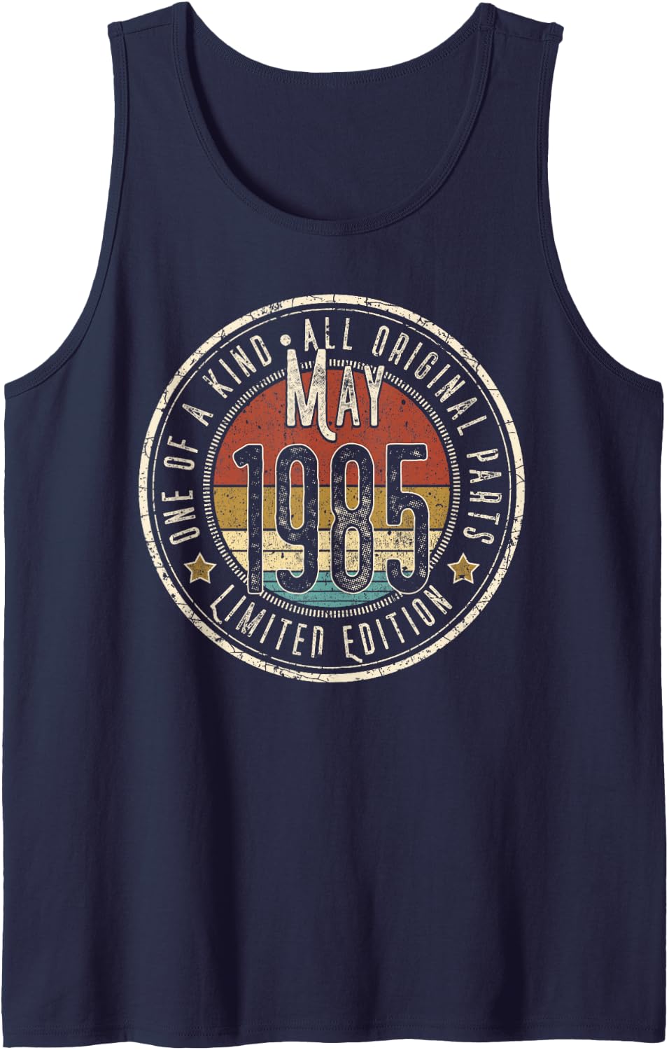 41st Birthday Vintage May 1985 Retro Limited Edition Tank Top - Navy Blue