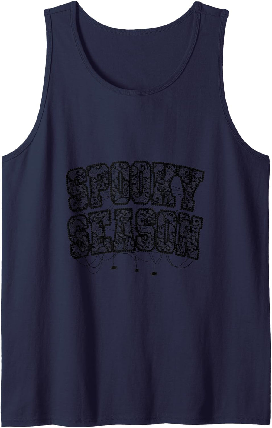 Spooky Season Lace Halloween Sleeveless Tank Top - Navy Blue