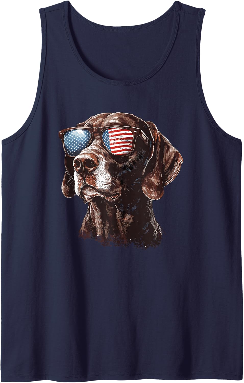 Patriotic GSP USA Flag Sunglasses Dog Lover 4th Of July Tank Top - Navy Blue