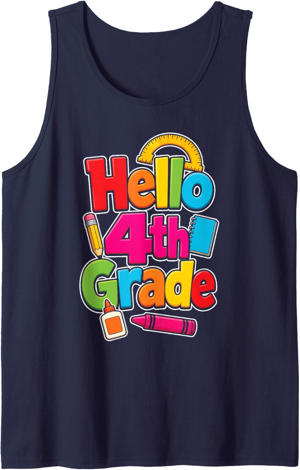 4th Grade Back to School First Day Kids Gift Sleeveless Tank Top - Navy Blue