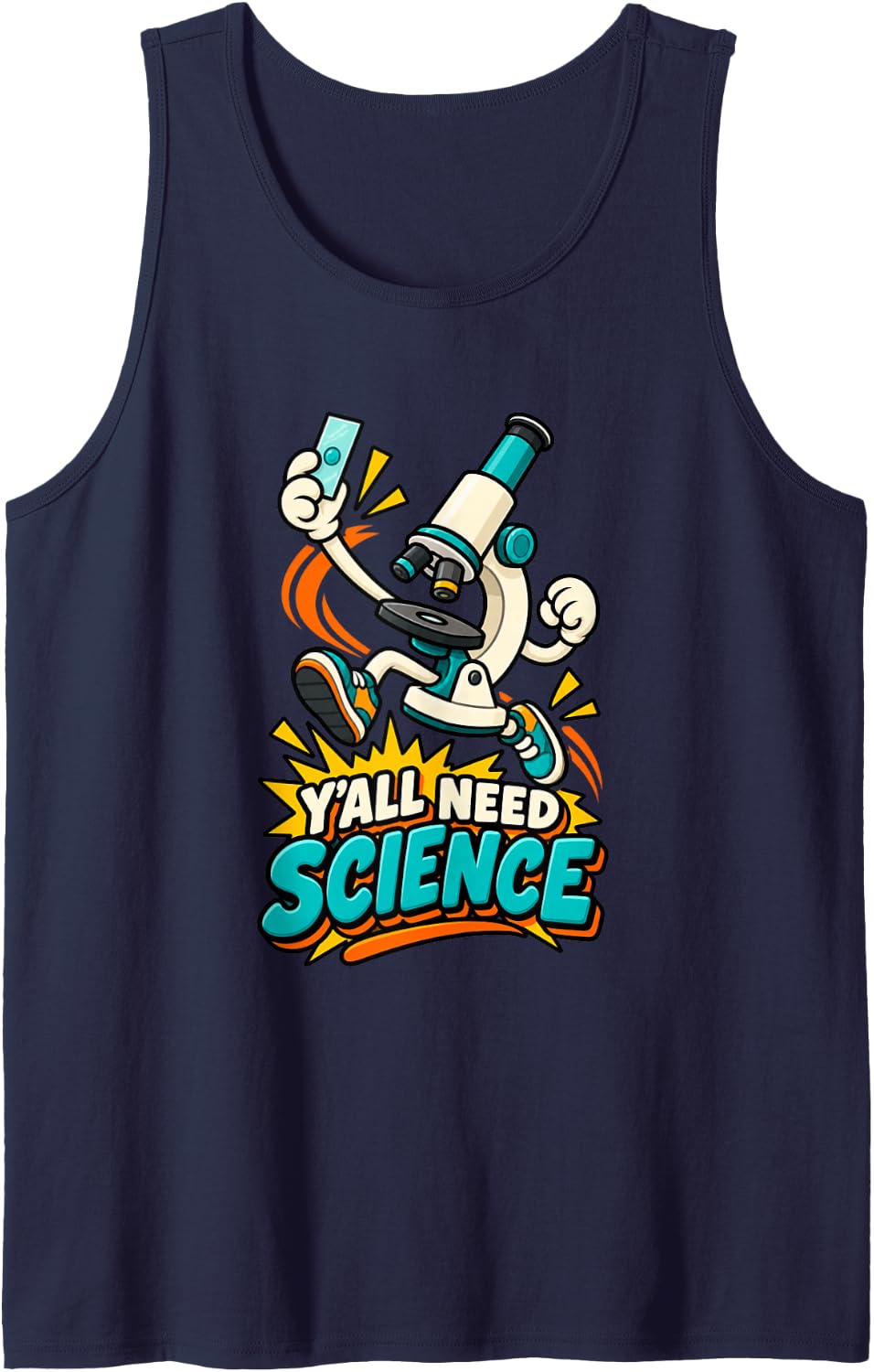 Funny Science Teacher Y'all Need Science Sleeveless Tank Top - Navy Blue
