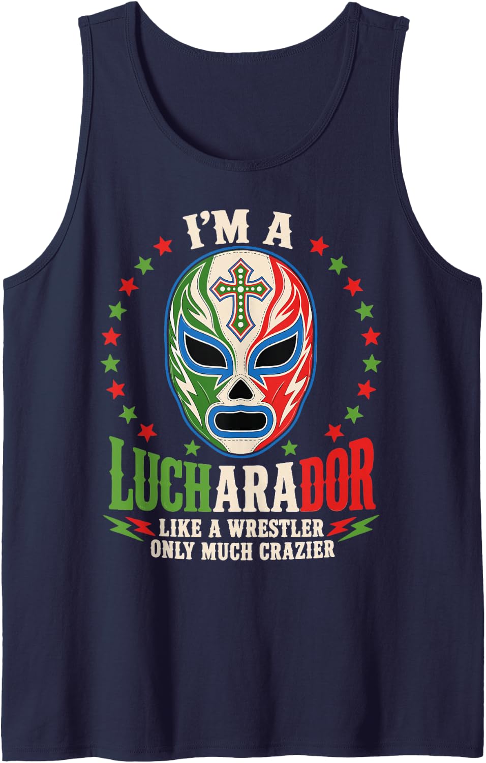 Luchador Lucha Libre Mexican Wrestler Sleeveless Tank Top - Navy Blue