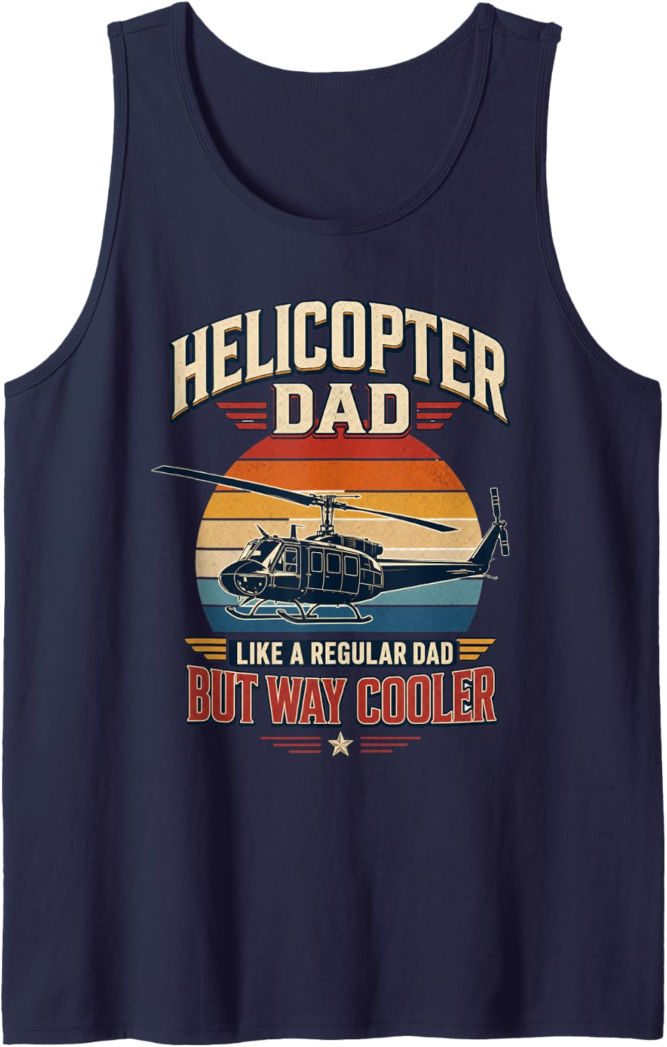 Helicopter Dad Pilot Aviation Fathers Day Men Him Chopper Tank Top - Navy Blue