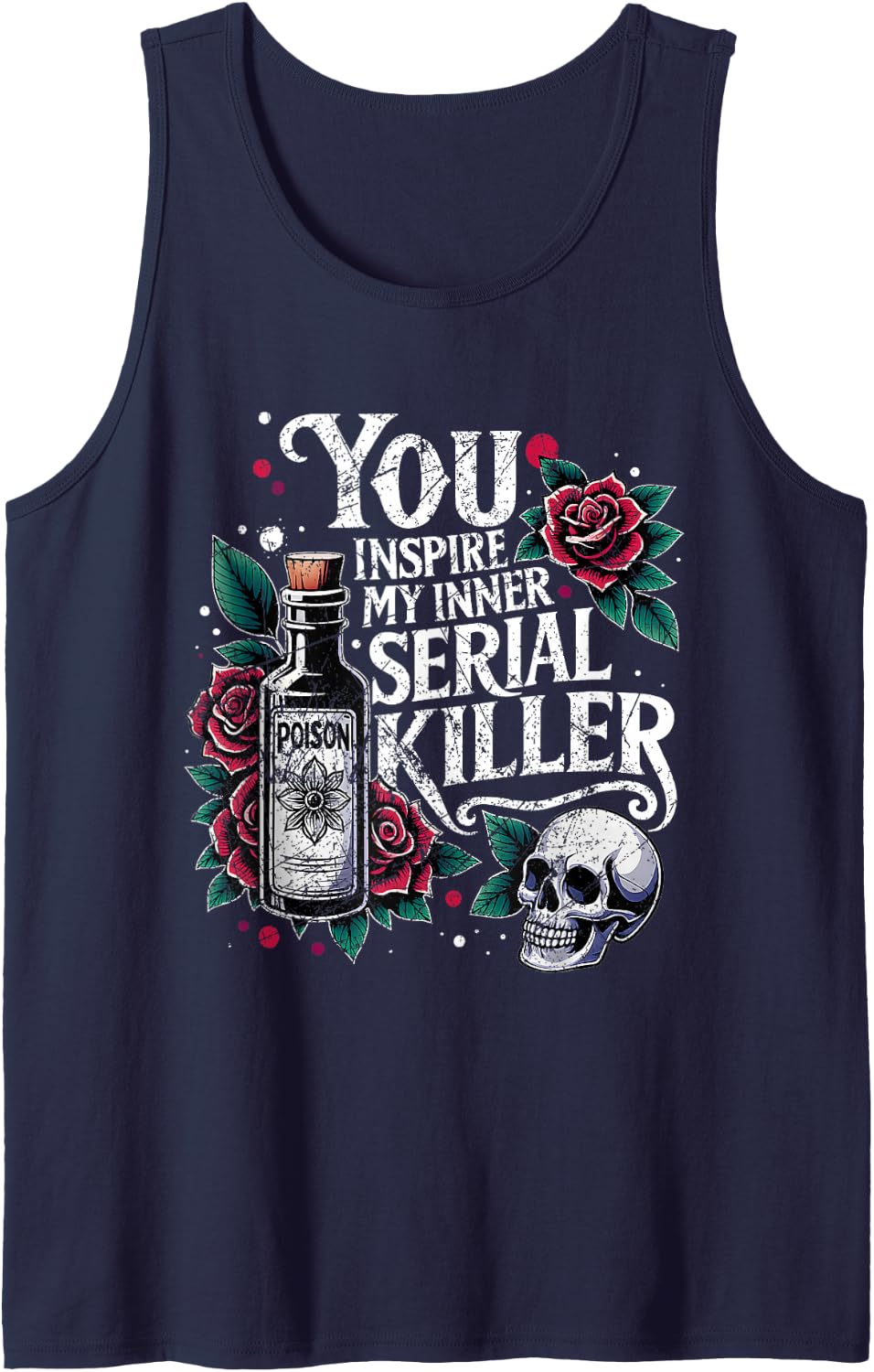 Retro Spooky Season - You Inspire My Inner Serial Killer Tank Top - Navy Blue