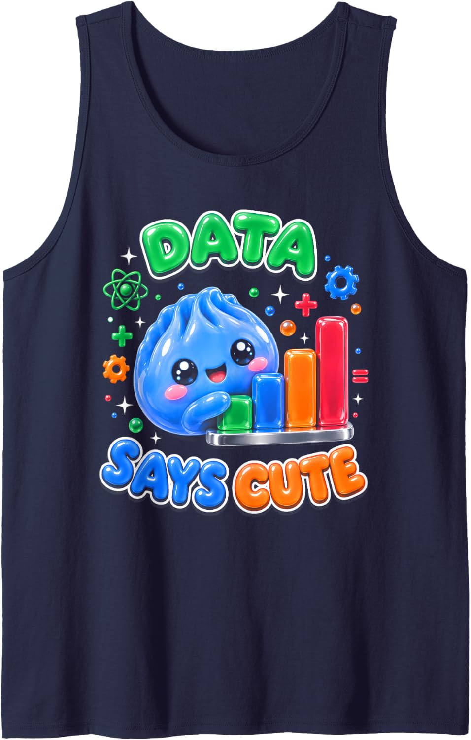 Stem Teacher Science Squishy Dumpling Says Cute Girls Sleeveless Tank Top - Navy Blue