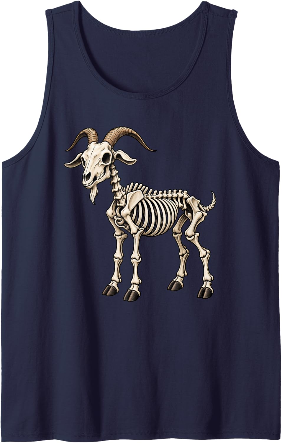Goat Skeleton Halloween Sleeveless Tank Top - Navy Blue