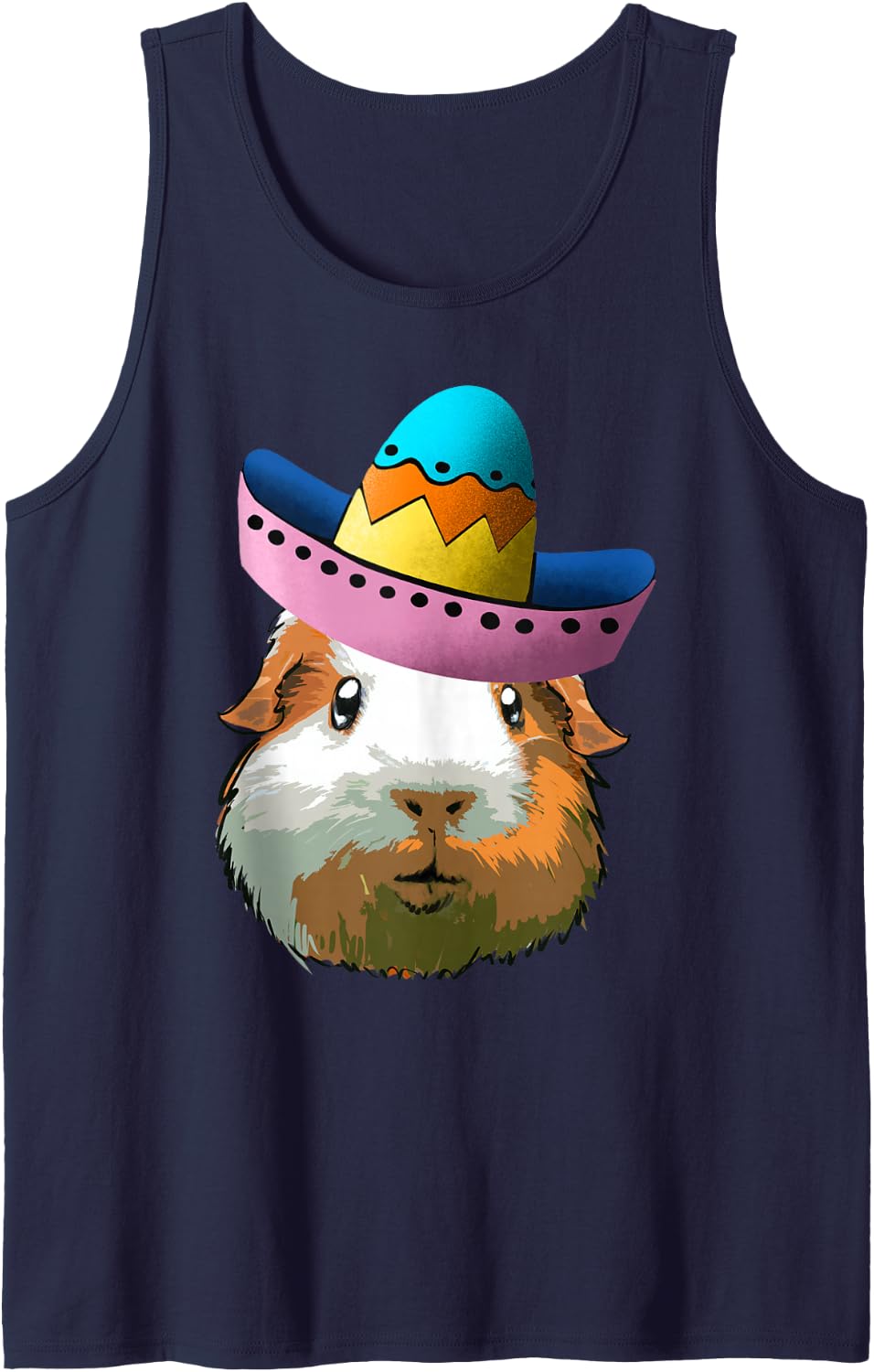 Guinea Pig Mexican Sombrero Cinco De Mayo Sleeveless Tank Top - Navy Blue