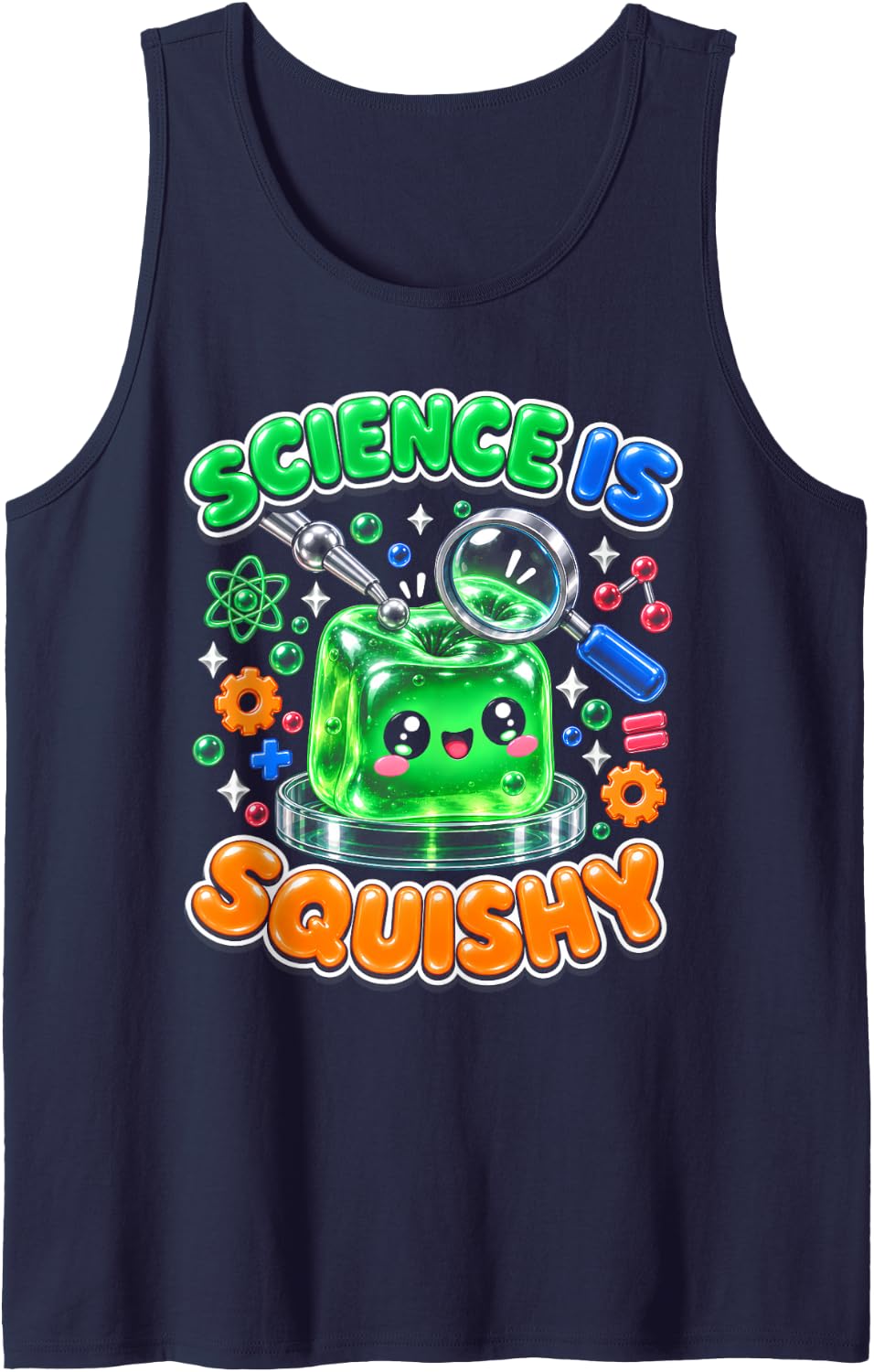 Science is Squishy Stem Teacher Girls School Technology Sleeveless Tank Top - Navy Blue