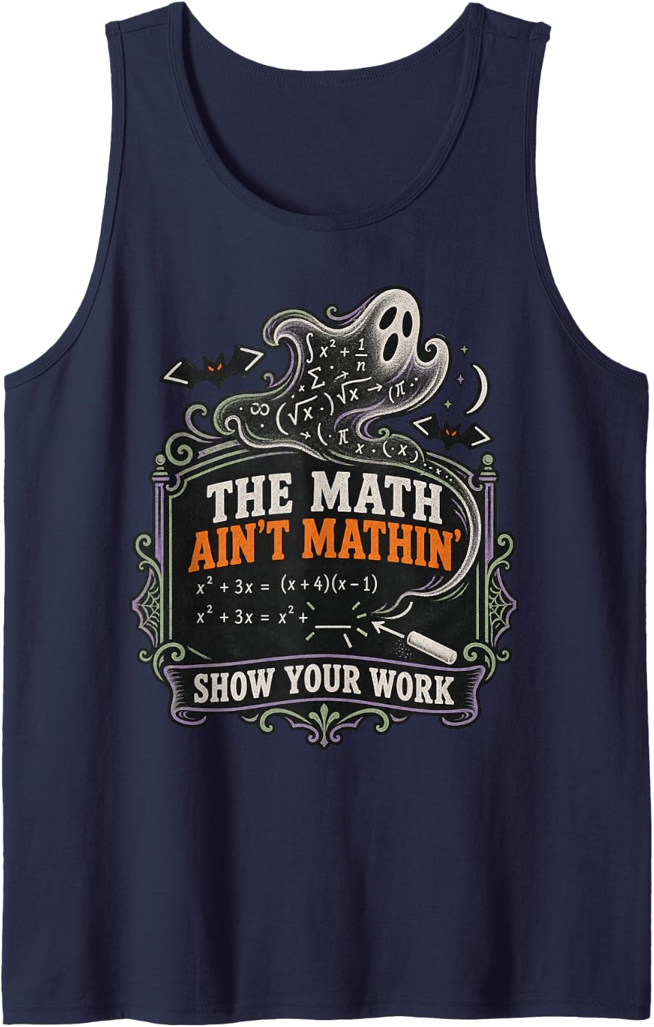 Funny Teacher The Math Ain't Mathin' Show Your Work Sleeveless Tank Top - Navy Blue