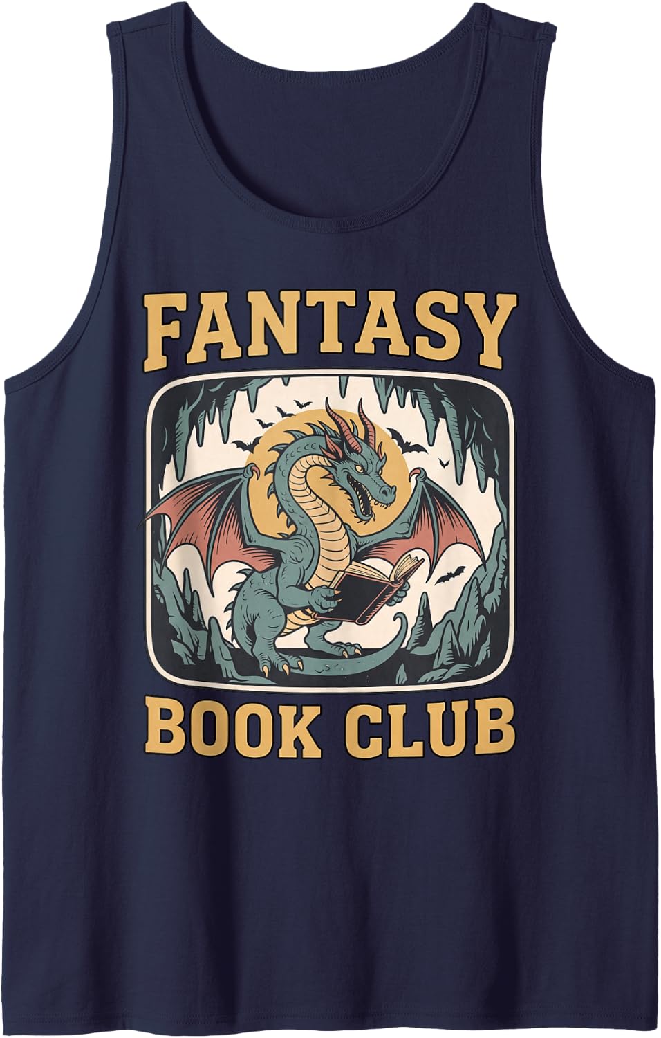 Fantasy Book Fantasy Book Reader Book Dragon Sleeveless Tank Top - Navy Blue