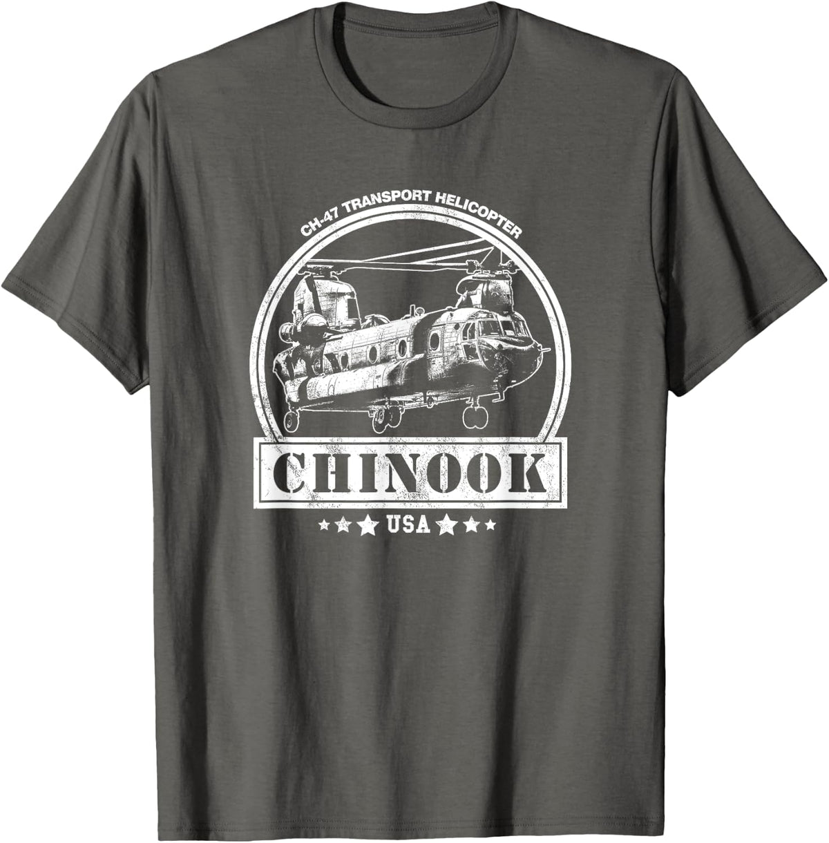 CH-47 Chinook Helicopter T-Shirt - Asphalt Grey