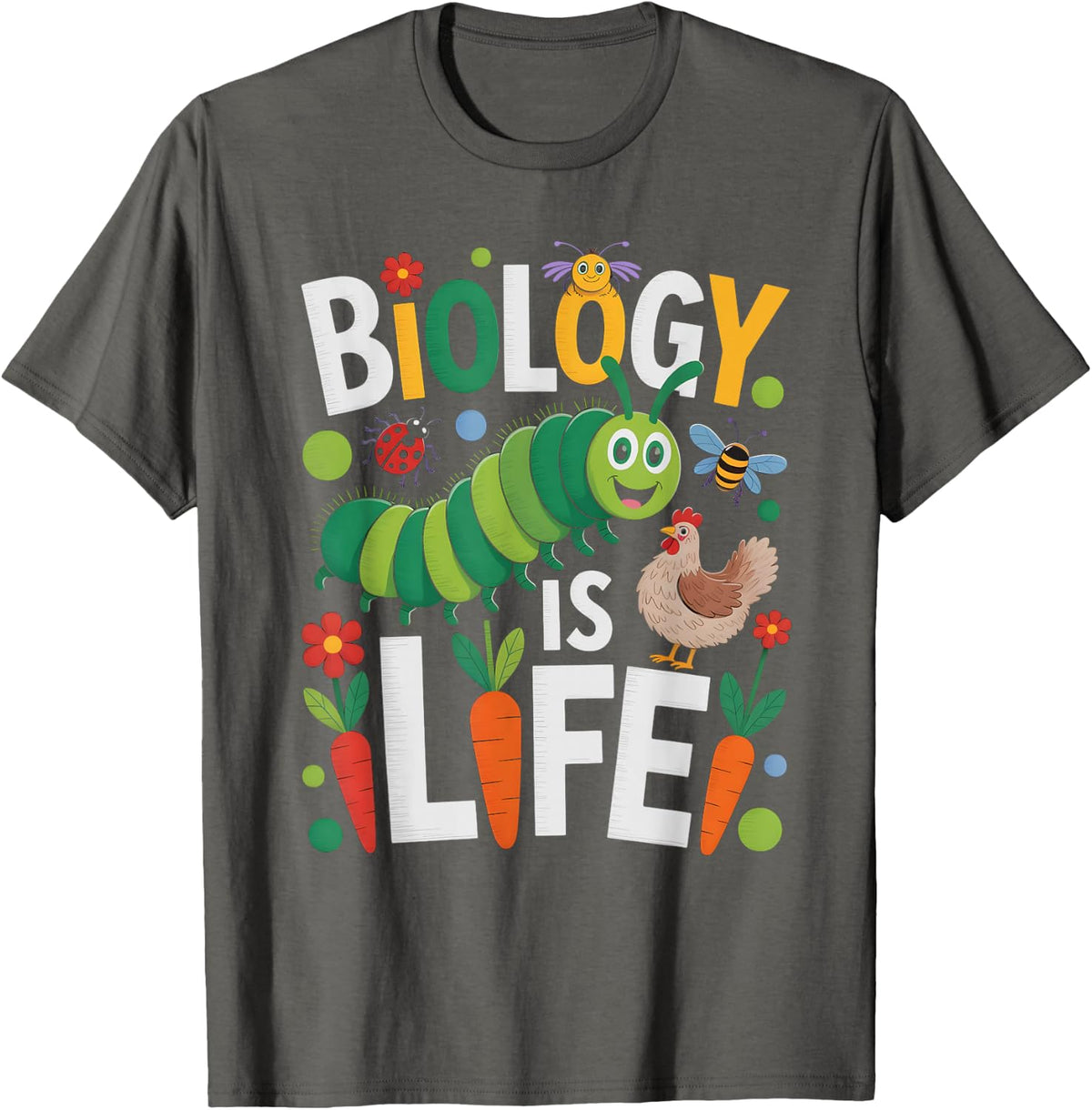Retro Science Biology is Life Squad Team Teacher Learn Stud T-Shirt - Asphalt Grey