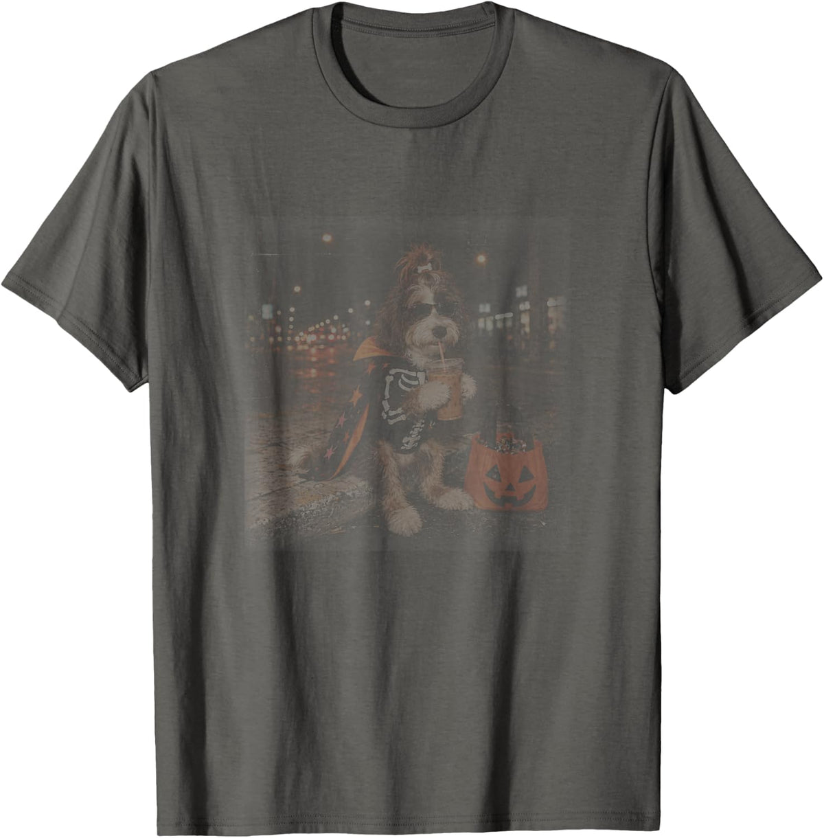 Halloween Doodle Dog Costume T-Shirt - Asphalt Grey