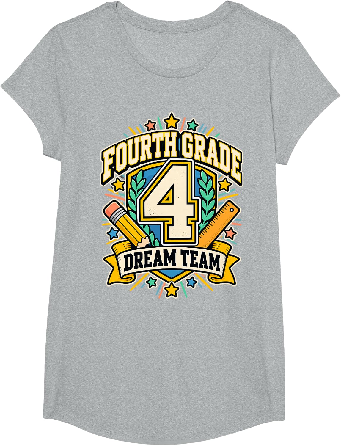 Fourth Grade 4 Dream Team Back School T-Shirt - Girls Heather Grey