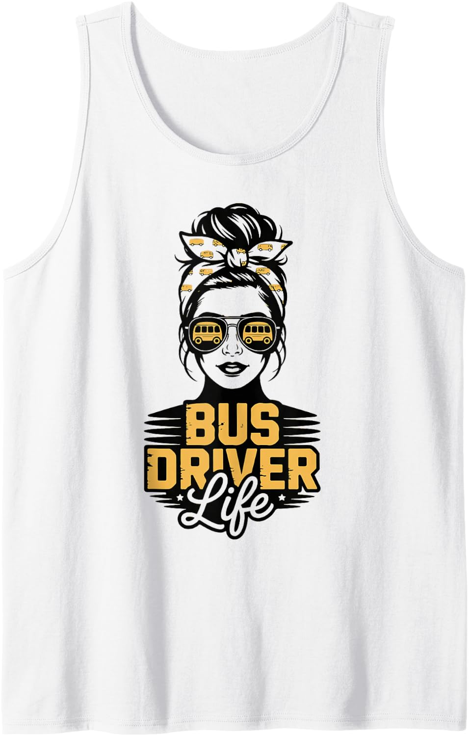 Messy Bun Drivers Sleeveless Tank Top - White