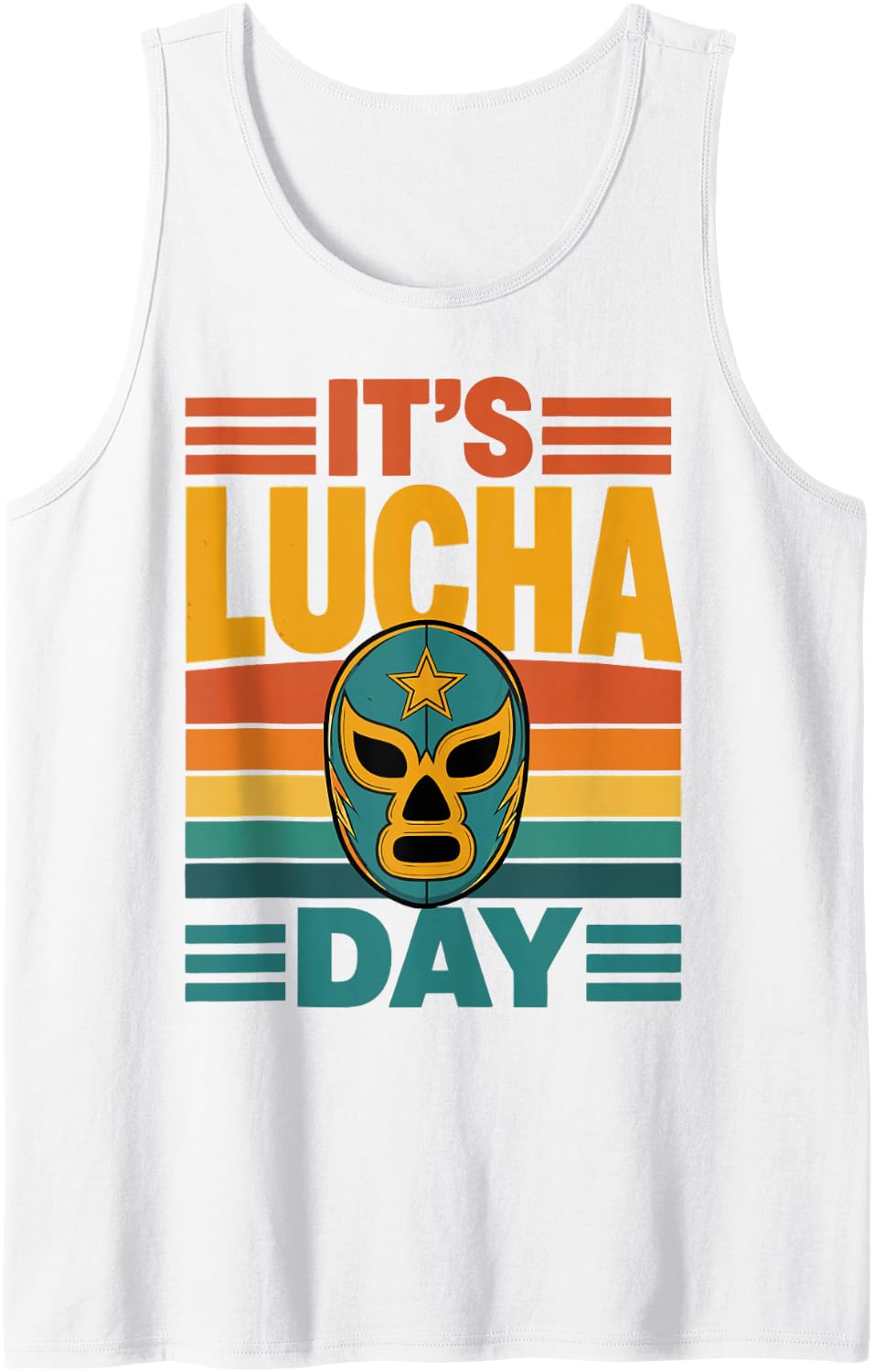Retro Lucha Libre Mexican Wrestler Luchador Mask Wrestling Sleeveless Tank Top - White