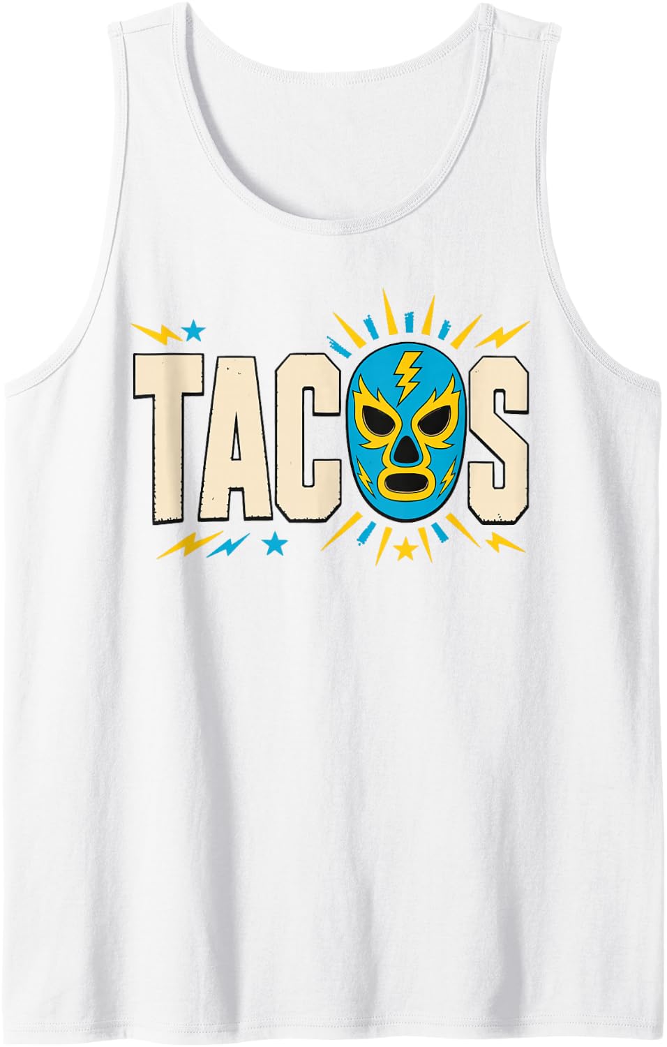 Lucha Libre Mexican Wrestler Tacos Mask Wrestling Sleeveless Tank Top - White