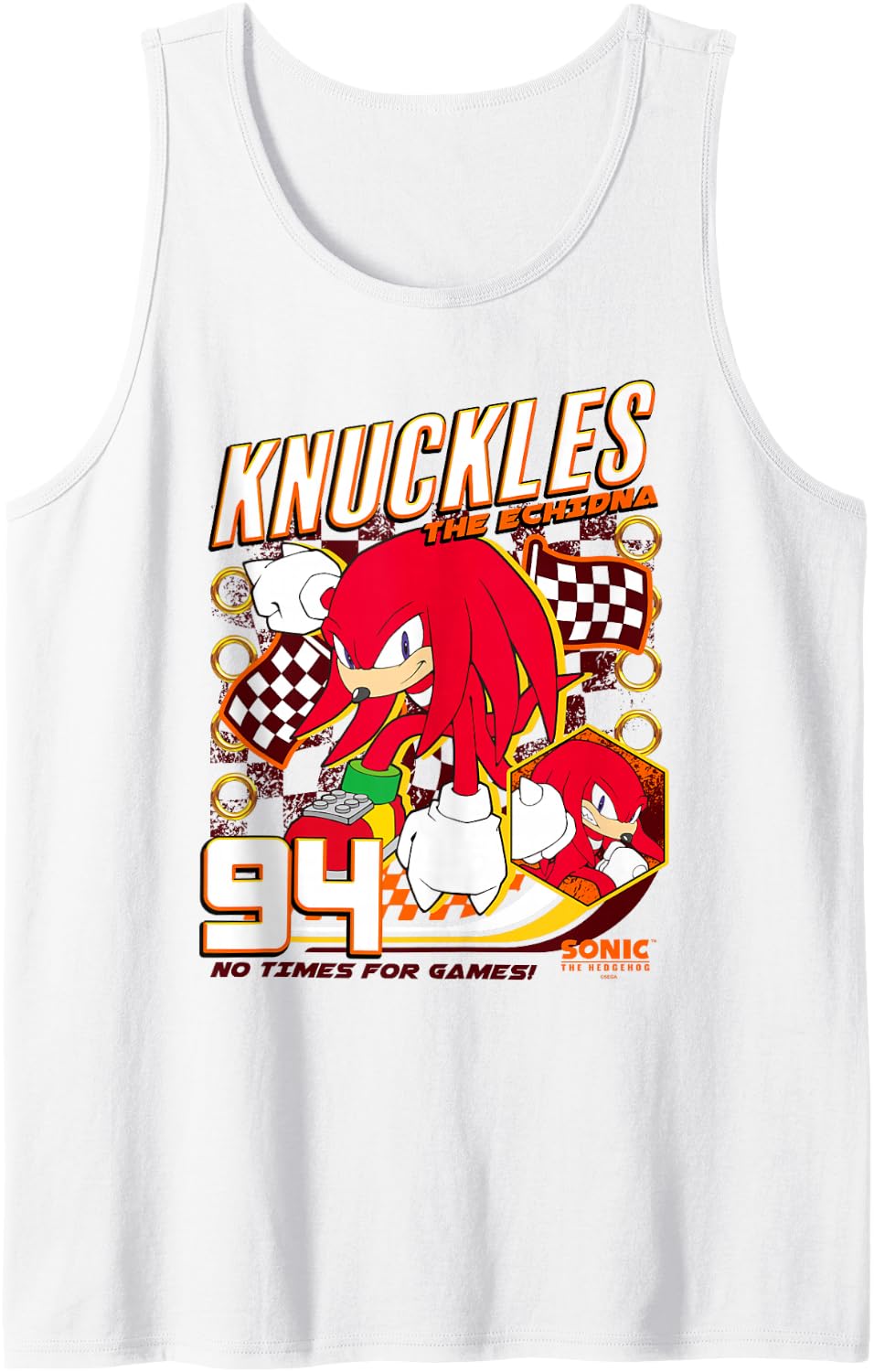 Sonic The Hedgehog Knuckles The Echidna 94 Racing Poster Tank Top - White