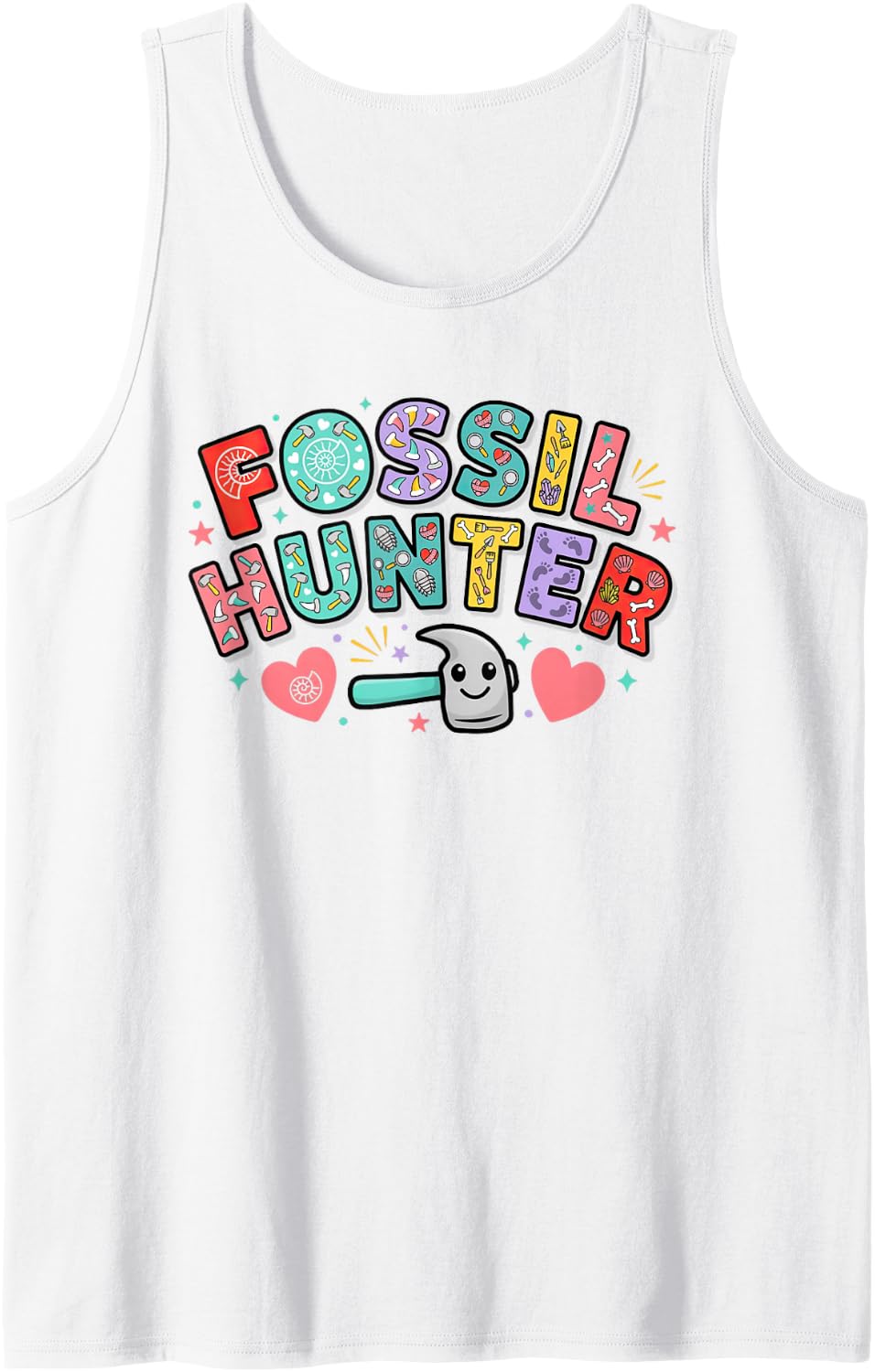 Fossil Hunter Paleontologist Collecting Gathering Hound Sleeveless Tank Top - White