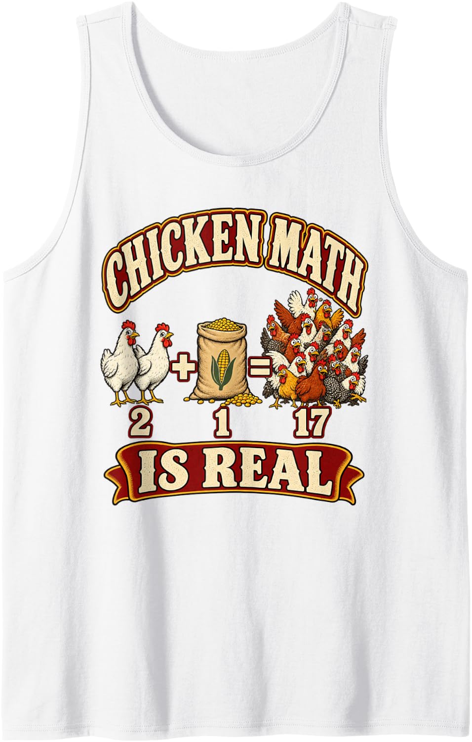 Chicken Math is Real Funny Backyard Chicken Keeper Sleeveless Tank Top - White