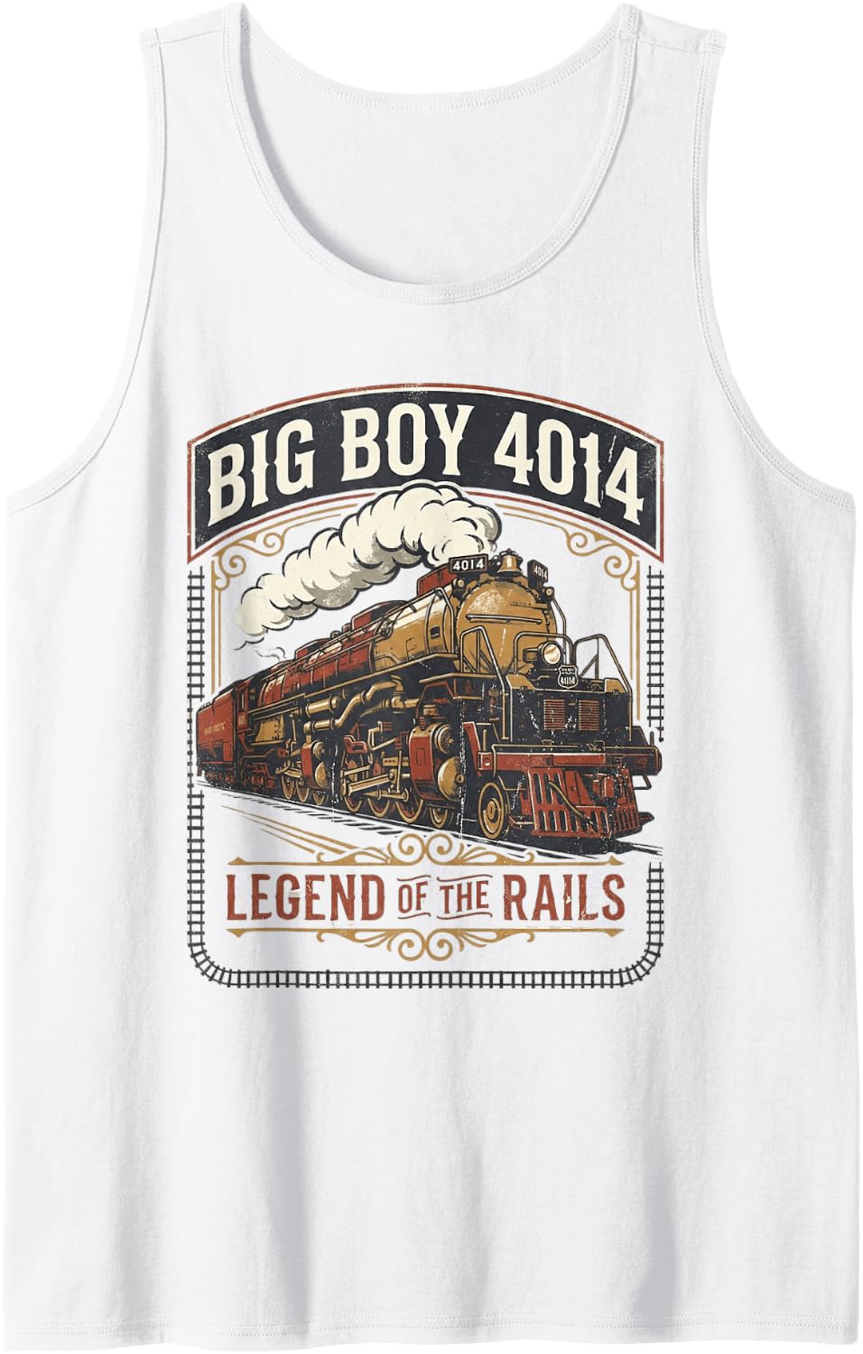 Big Boy 4014 Steam Engine Locomotive Train Vintage Railroad Tank Top - White