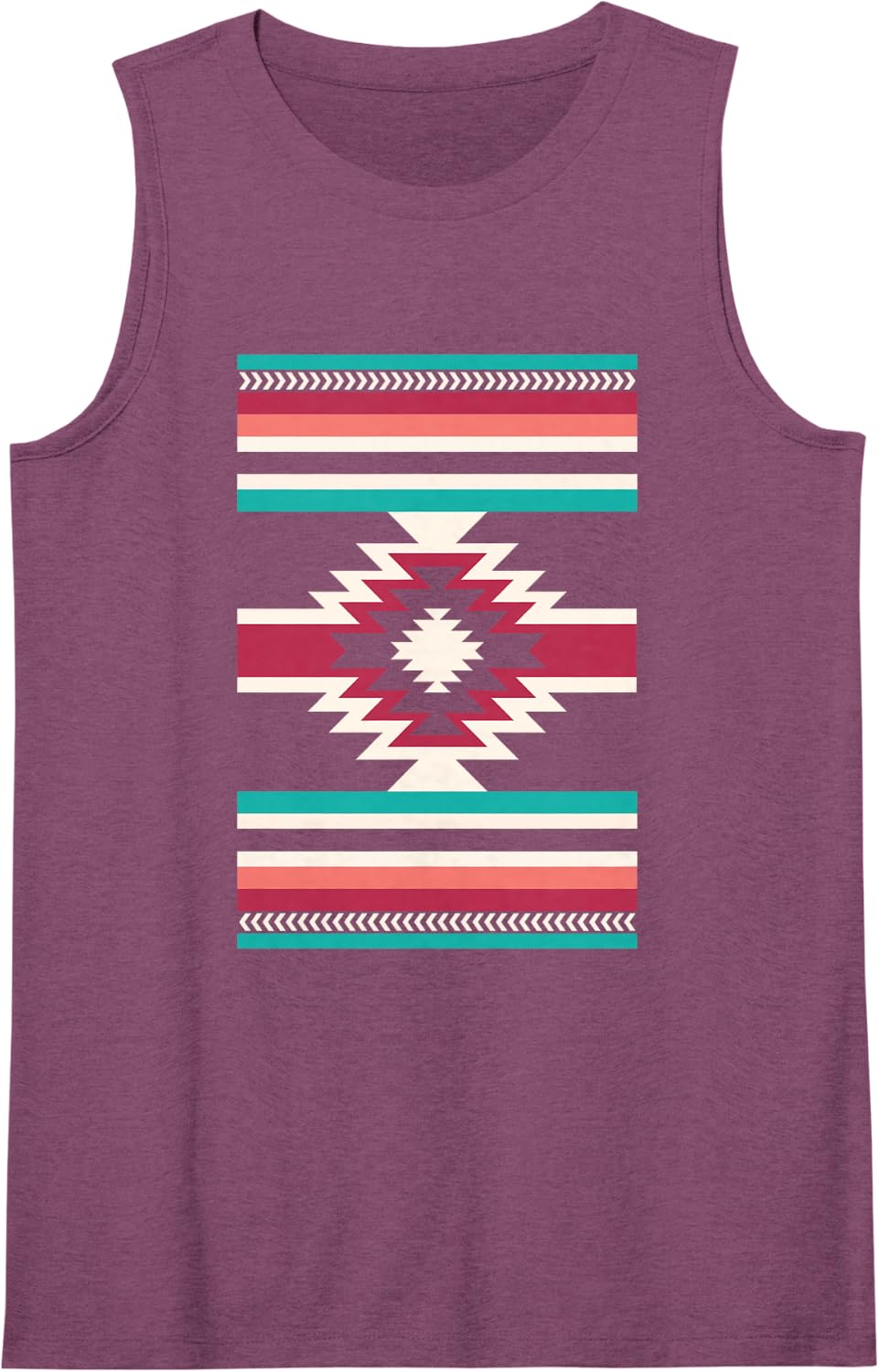 Aztec Southwest Santa Fe Native Geometric Pattern Sleeveless Tank Top - Purple